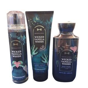 Bath & Body Works Seasonal Wicked Vanilla Woods 3pcs‎ Womens Body Gel Cream Mist